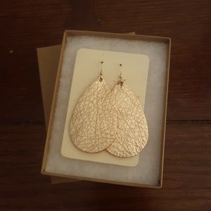 ROSE GOLD colored leather earrings